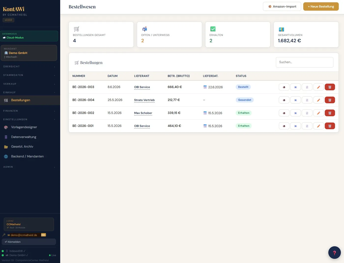 KontAWi Bestellwesen mit Status-Workflow